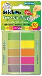 Beautone Stick On Flags POP-UP 45x12 200 Sht 5 Assorted Pads (Each)