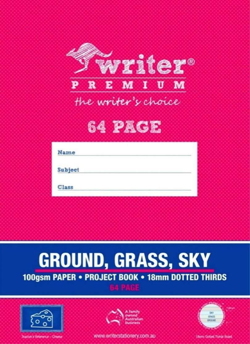 Writer Project Book Premium 64-page PLAIN/18mm Dotted Thirds Ground Grass Sky (Pack 10)
