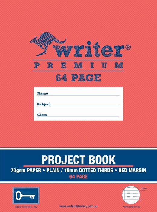 Writer Project Book Premium 64-page PLAIN/18mm Dotted Thirds + Margin Key (Each)