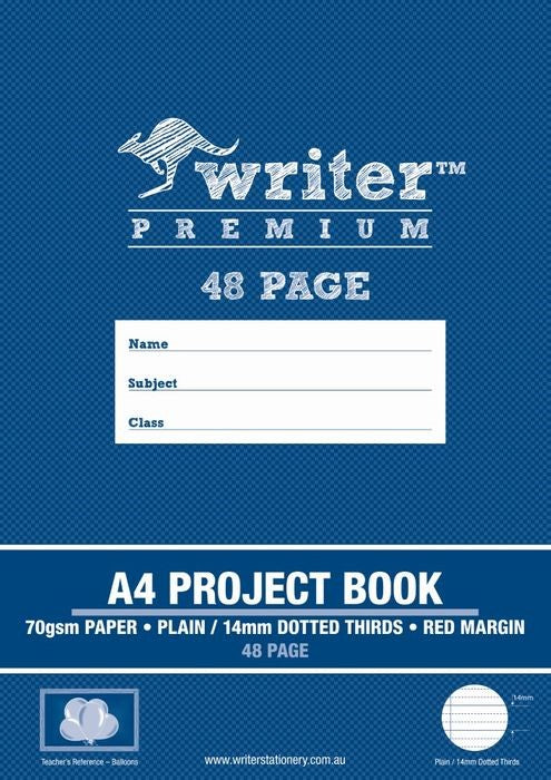 Writer Project Book Premium A4 48-page PLAIN/14mm Dotted Thirds Ball (Each)