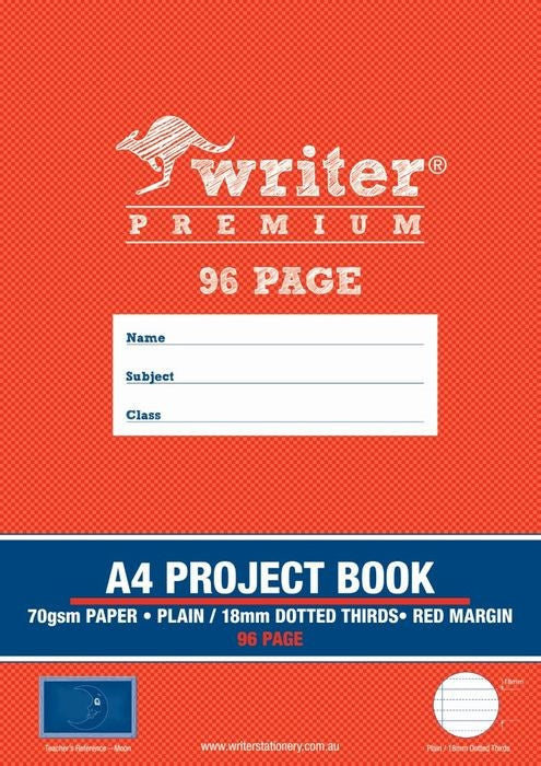 Writer Project Book Prem A4 96-page PLAIN/18mm Dotted Thirds + Margin Moon (Each)