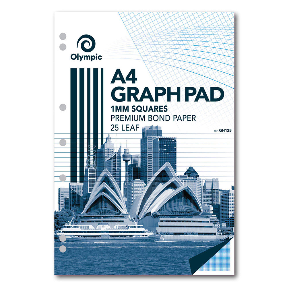 Olympic Graph Pad A4 1mm Top Padded 7 Holes 25LF (Pack 5)