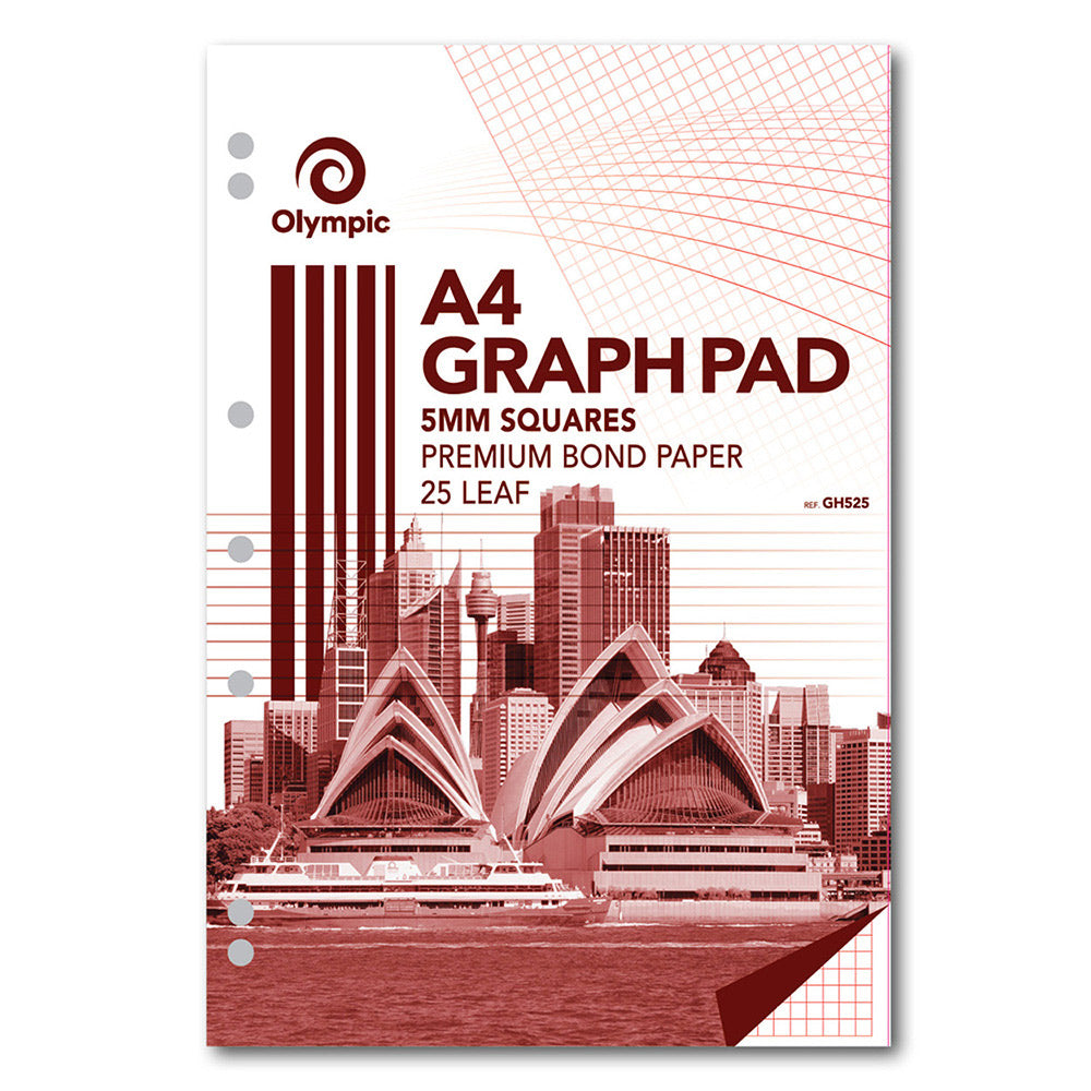Olympic Graph Pad A4 5mm Top Padded 7 Holes 25LF PK5 (Each)