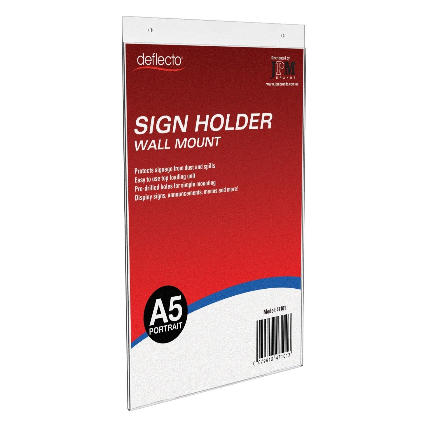 Sign Holder A5 Portrait Wall Mount Deflecto (Each)