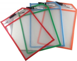 Osmer Eraseable Sleeve A4 Write N Wipe Assorted With Blk Marker (Each)