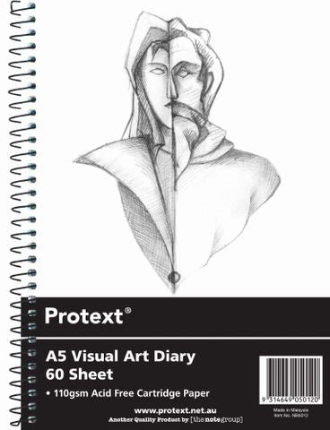 Protext Visual Art Diary PP A5 120pg 110gsm White Page (Each)