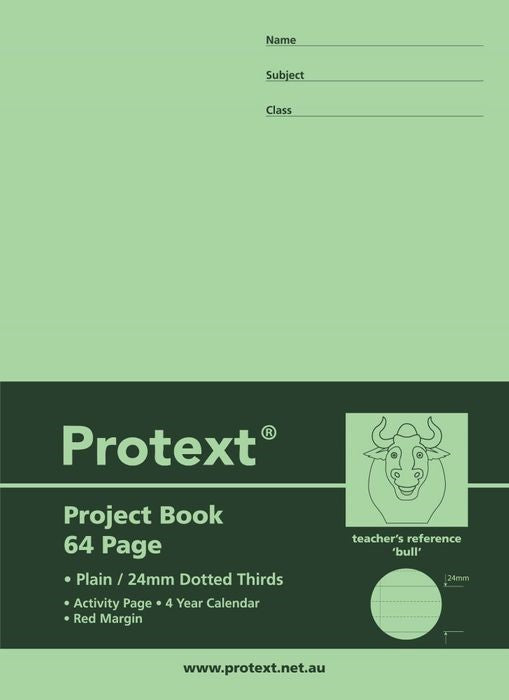 Protext Writing Book 330x245 PP PLAIN/24mm Dotted Thirds + Margin 64-page Bull (Each)