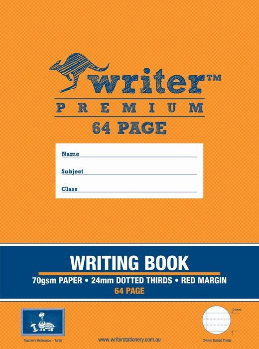 Writer Writing Book Prem 330x240mm 64-page 24mm Dot Thirds + Margin Turtles (Each)