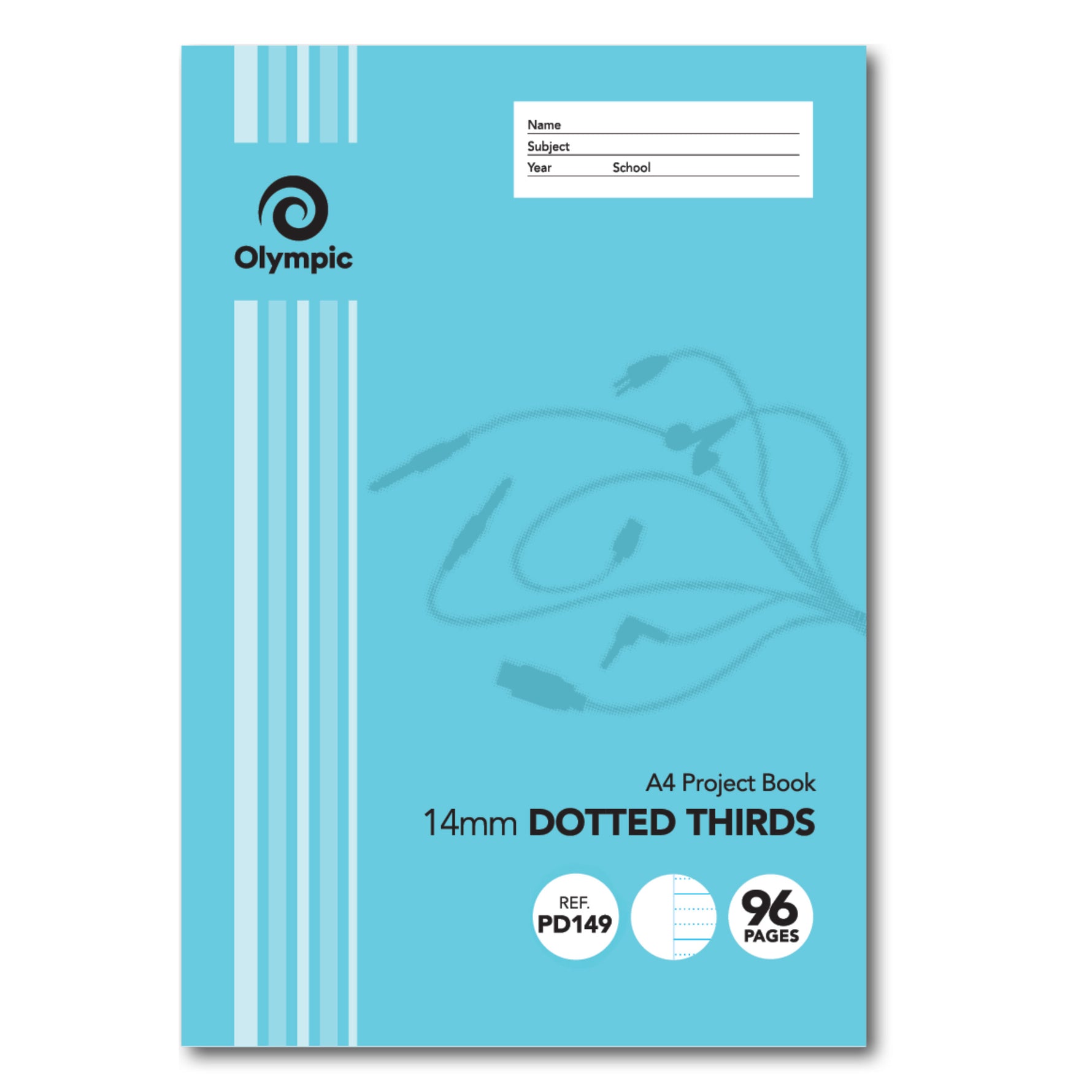 Olympic Project Book A4 14mm Dotted Third 96-page (Pack 10)