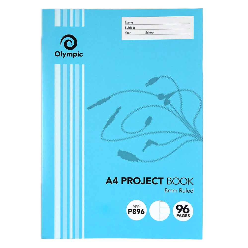 Olympic Project Book A4 8mm Ruled/BLANK 96-page (Pack 10)