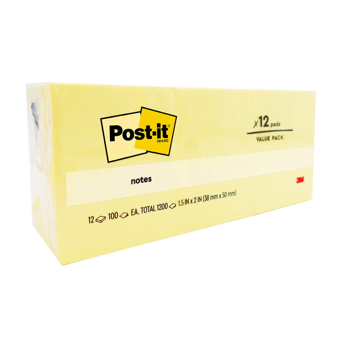 3M Notes 653 38x50mm Yellow PK12 (Each)