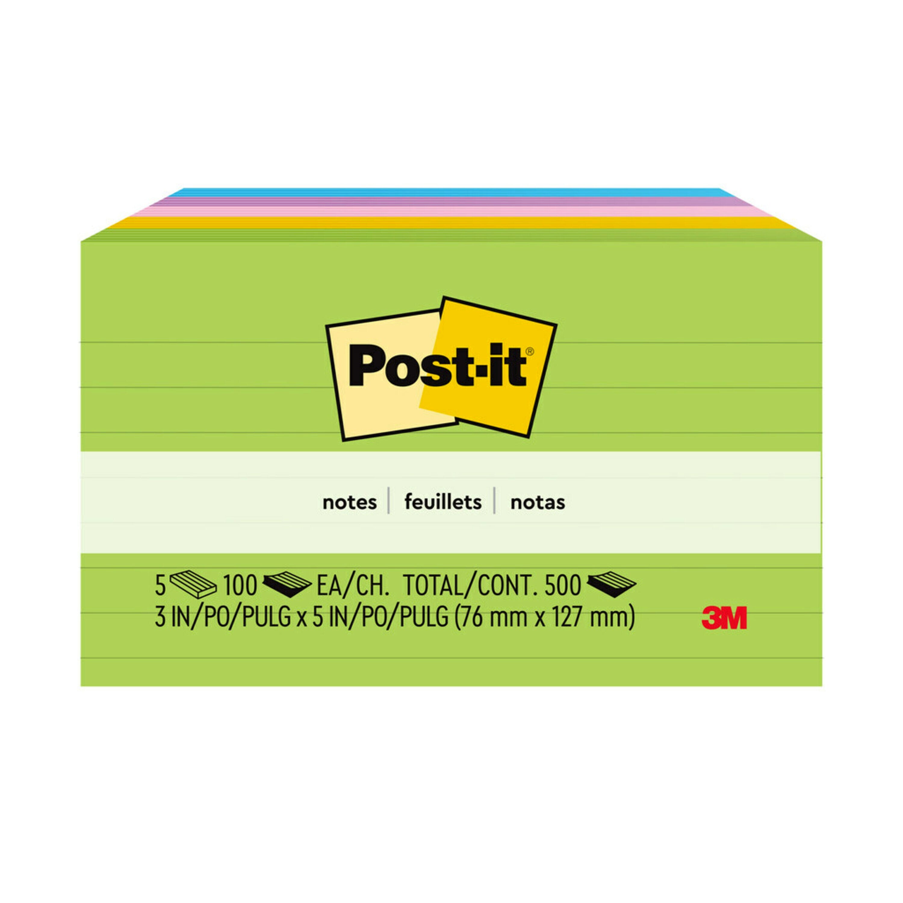 3M Notes 635-5AU 73x123 Jaipur Lined Assortedd PK5 (Each)