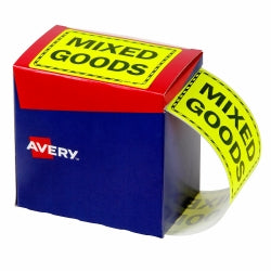 Avery Labels 125x75mm Mixed Goods Fluoro Yellow Bx750 (Each)