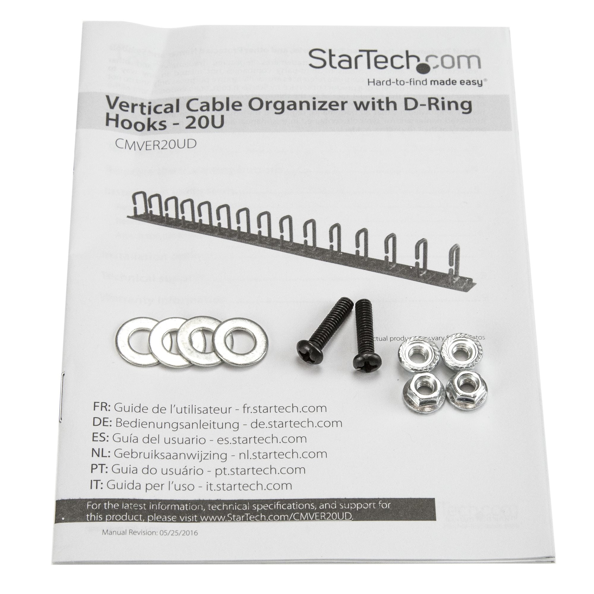 StarTech.com Vertical Cable Organizer with D-Ring Hooks - 0U - 2.8ft.