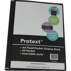 Protext Display Book A4 40P Fixed Insert COVER/SPINE Black (Each)