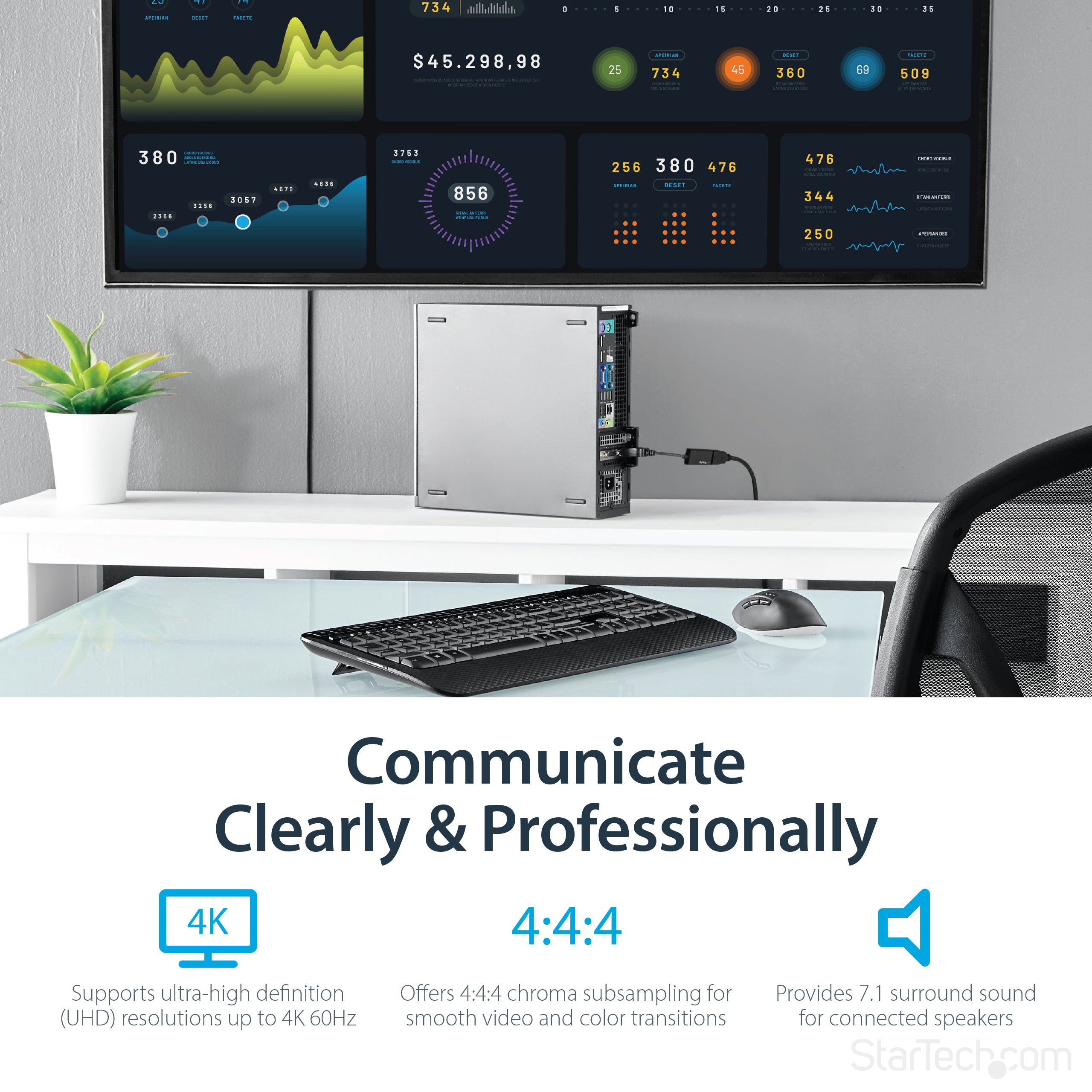 StarTech.com DisplayPort to HDMI Adapter - 4K 60Hz Active DP 1.4 to HDMI 2.0 Video Converter - DP to HDMI Monitor/TV/Display Cable Adapter Dongle - Latching DP Connector