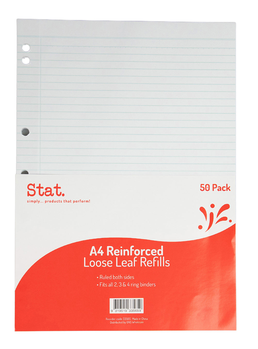 Staedtler Loose Leaf Reinforced Refills A4 Ruled PK50 (Each)