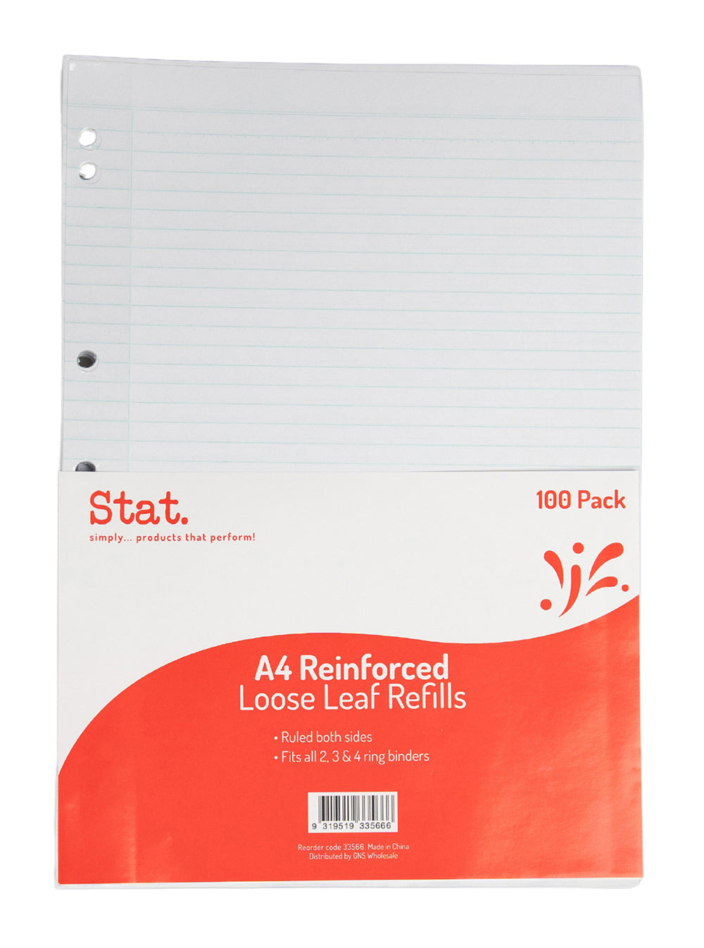 Staedtler Loose Leaf Reinforced Refills A4 Ruled PK100 (Each)