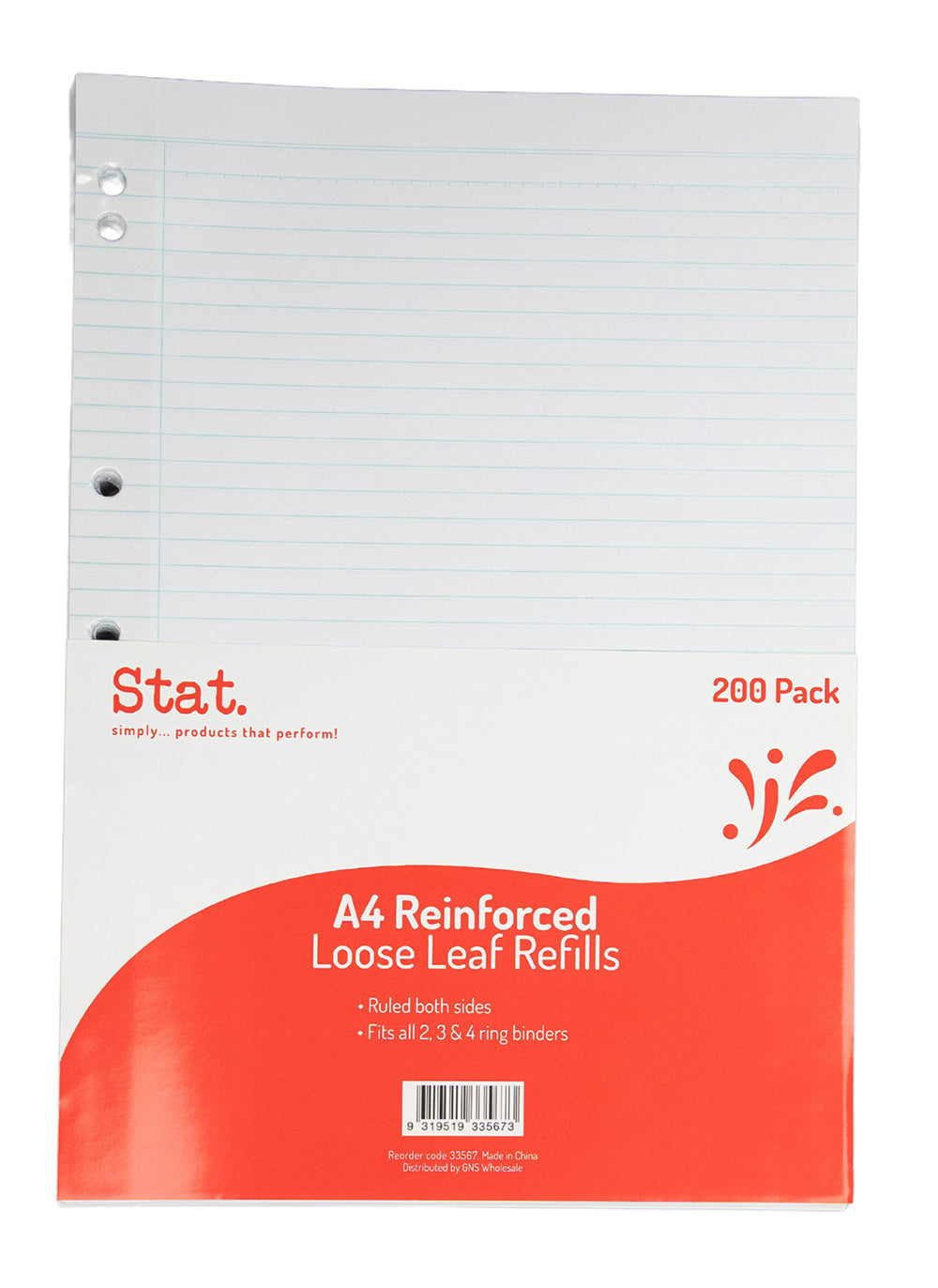 Staedtler Loose Leaf Reinforced Refills A4 Ruled PK200 (Each)