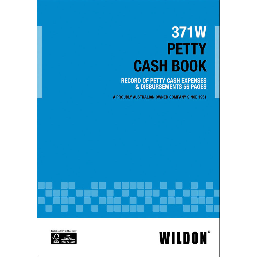 Wildon Petty Cash Book 371W Blue A4 Softcover (Each)