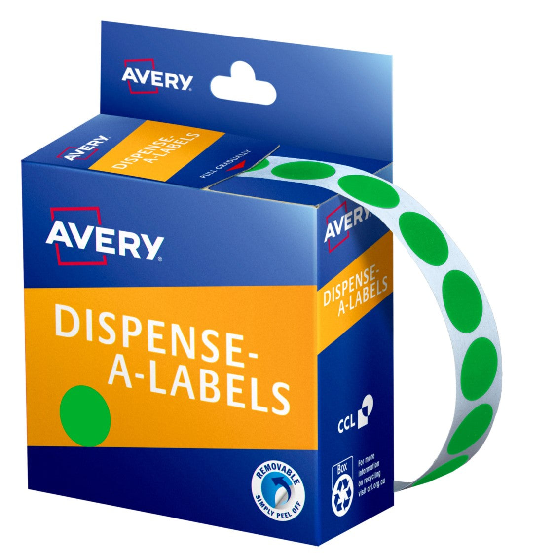 Avery Label Disp 14mm Green Dot DMC14G (Each)