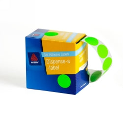 Avery Label Disp 14mm Fluoro Green Dot DMC14FG (Each)