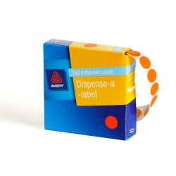 Avery Label Disp 14mm Fluoro Orange Dot DMC14FO (Each)