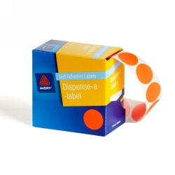 Avery Label Disp 24mm Fluoro Orange Dot DMC24FO (Each)