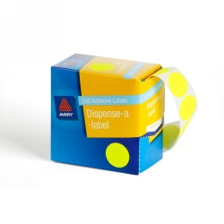 Avery Label Disp 24mm Fluoro Yellow Dot DMC24FY (Each)