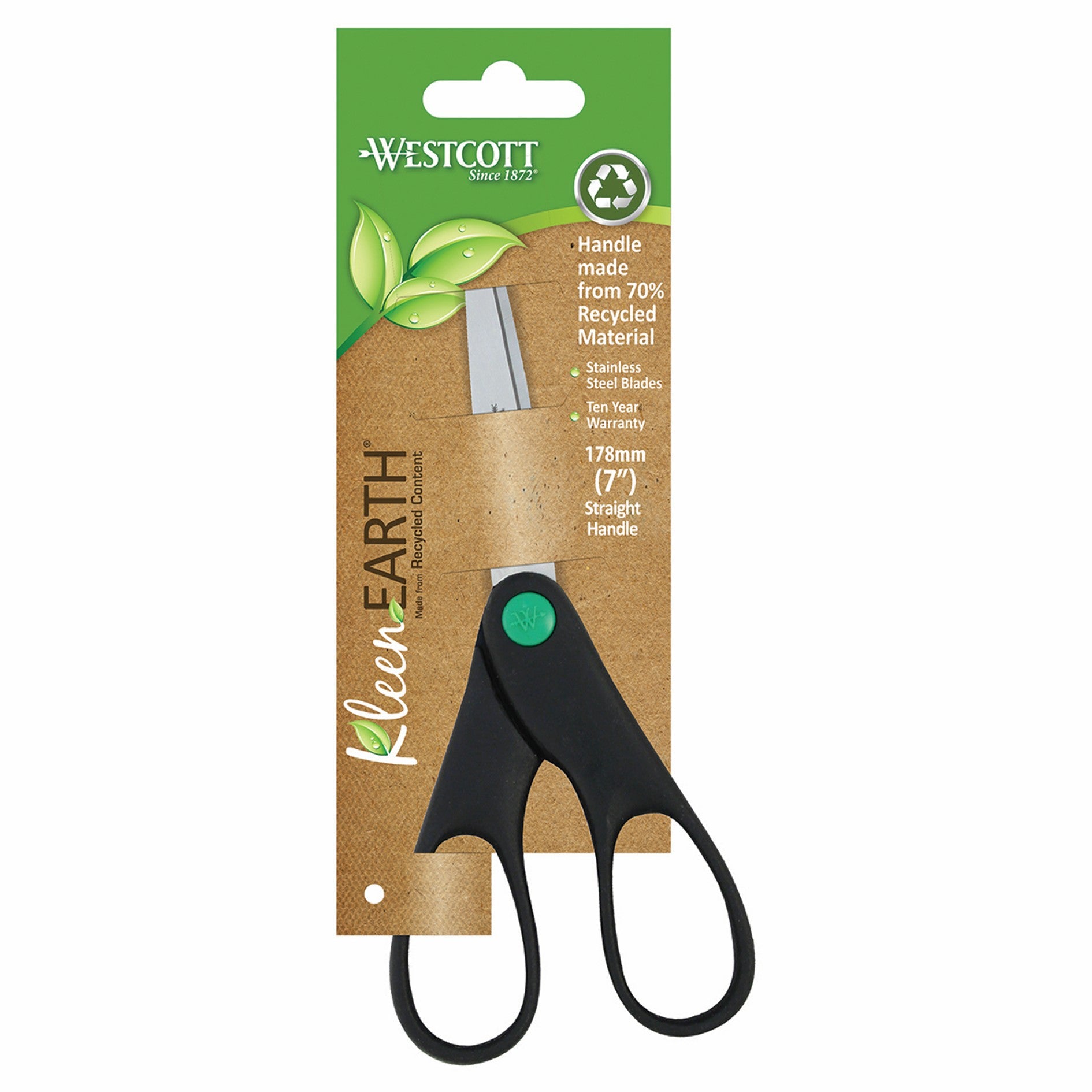 Scissors Westcott 178mm Kleenearth Straight Handle Black (Box 6)