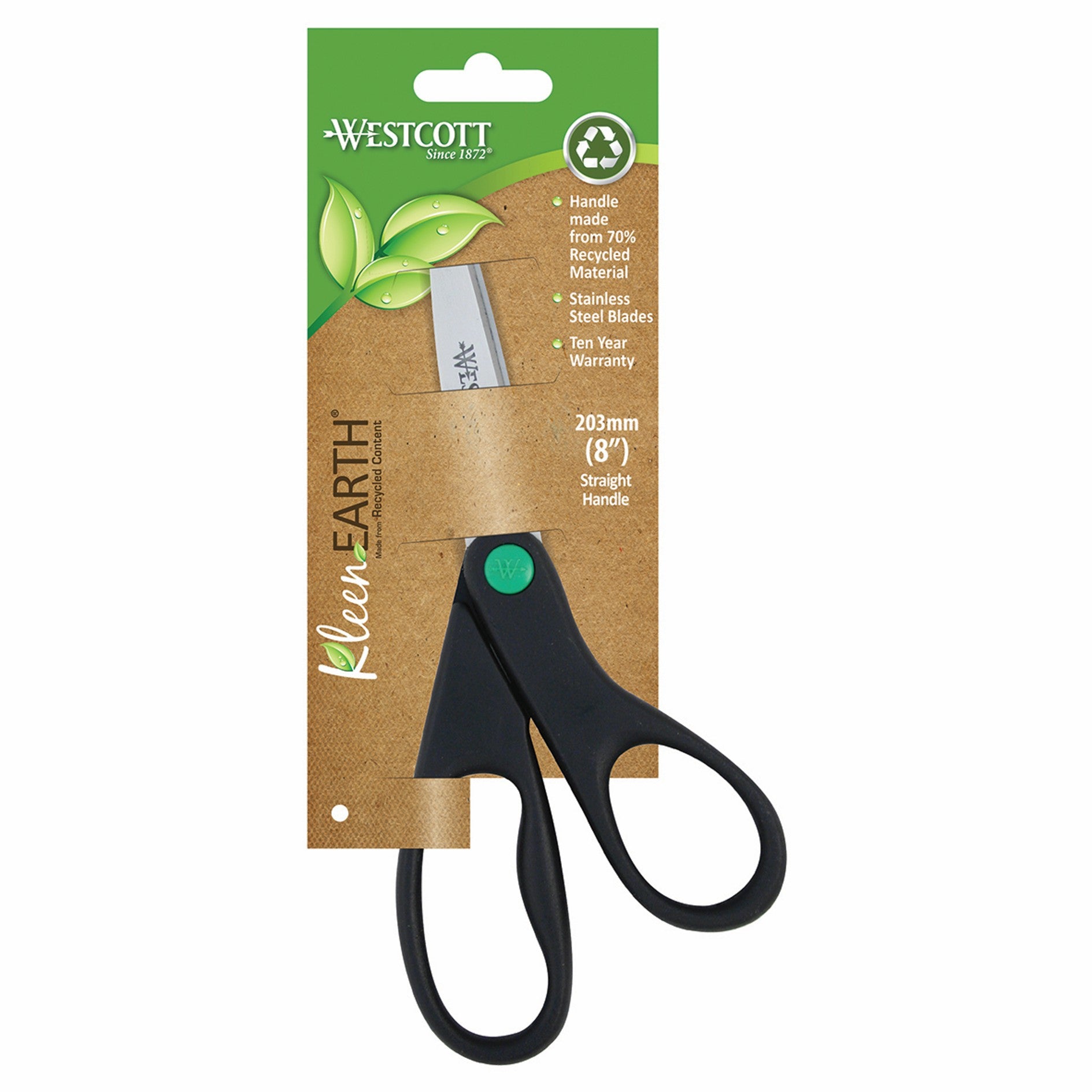 Scissors Westcott 203mm Kleenearth Straight Handle Black (Box 6)