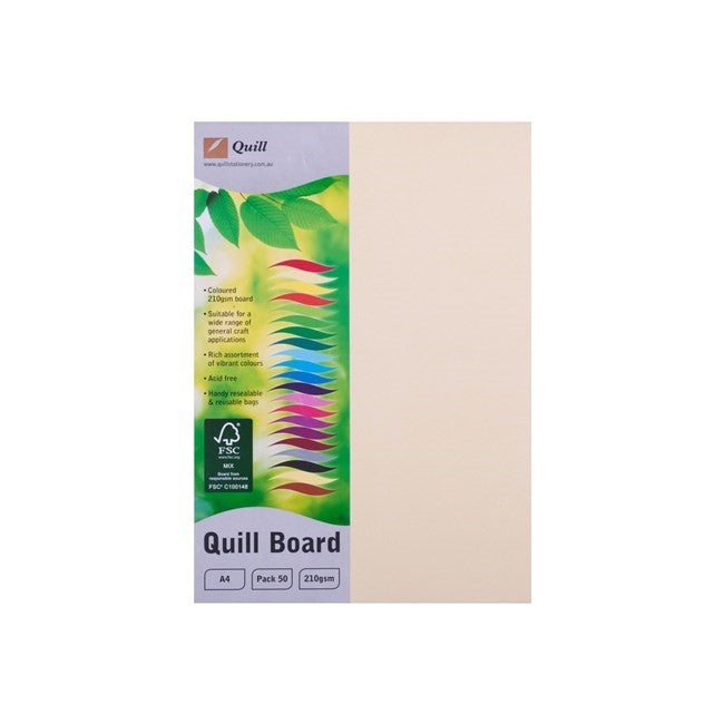 Quill Cardboard A4 210GSM Cream PK50 (Each)