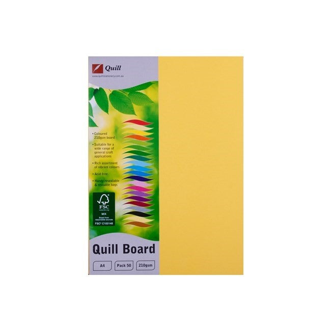 Quill Cardboard A4 210GSM Lemon PK50 (Each)