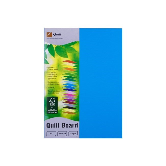 Quill Cardboard A4 210GSM Marine Blue PK50 (Each)