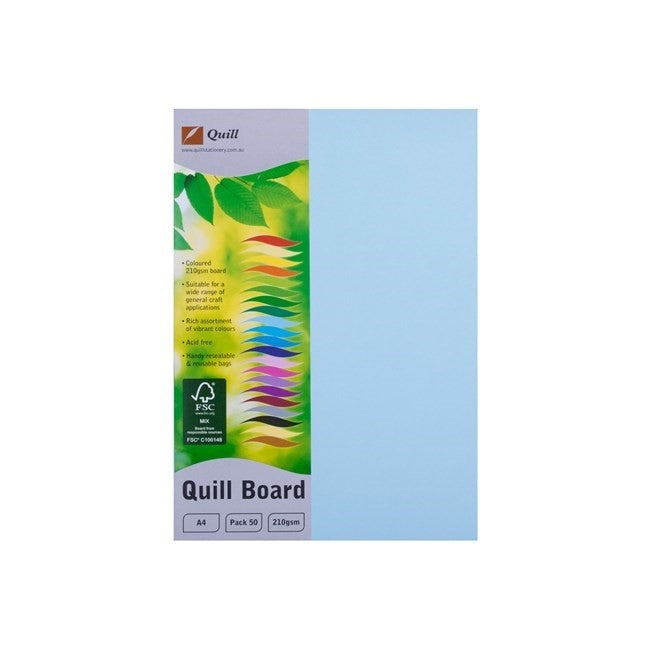 Quill Cardboard A4 210GSM Powder Blue PK50 (Each)
