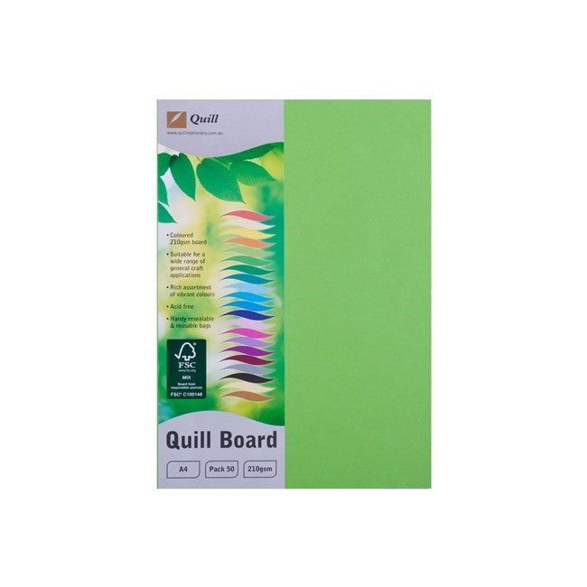 Quill Cardboard A4 210GSM Lime PK50 (Each)