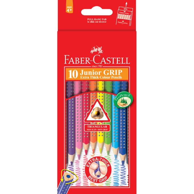 Faber-Castell Pencil Coloured Junior Grip Triangular Extra Thick PK10 (Each)