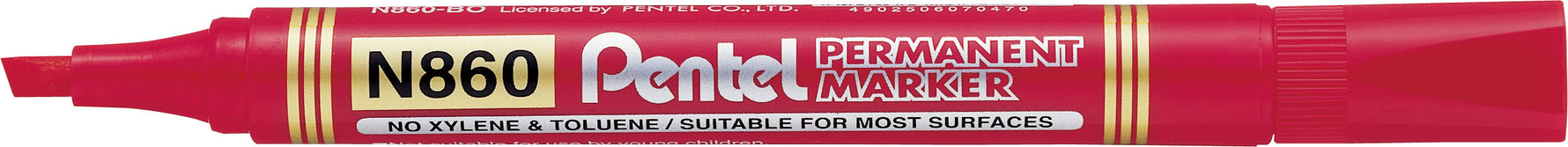 Pentel Marker Permanent Chisel Red (Box 12)