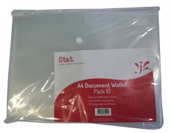 Staedtler Document Wallet A4 PP W/BUTTON Clear PK10 (Pack 10)