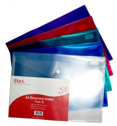 Staedtler Document Wallet A4 PP W/BUTTON Assorted PK10 (Pack 10)
