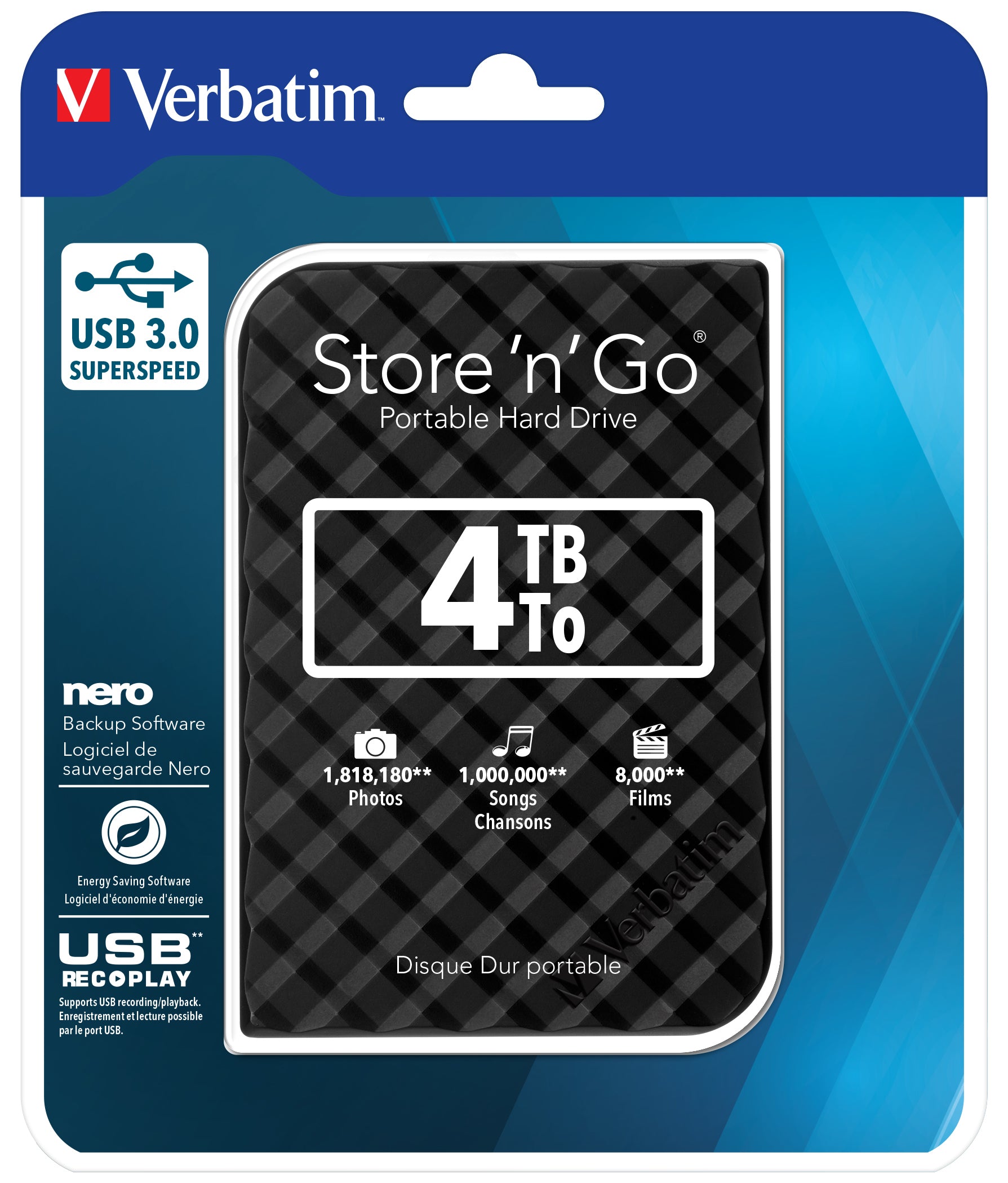 Store n Go 2.5inGEN2 4TB USB3.0 Black (6.35mm) (15mm)