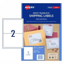 Avery Label L7168 199.1x143.5mm Shipping 2UP White PK50 (Each)