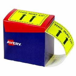 Avery Label 75x99.6mm This Way Up Fluoro Yellow ROLL750 (Each)