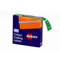 Avery Labels Colour Coding 25x38mm F Side Tab Light Green Bx500 (Each)