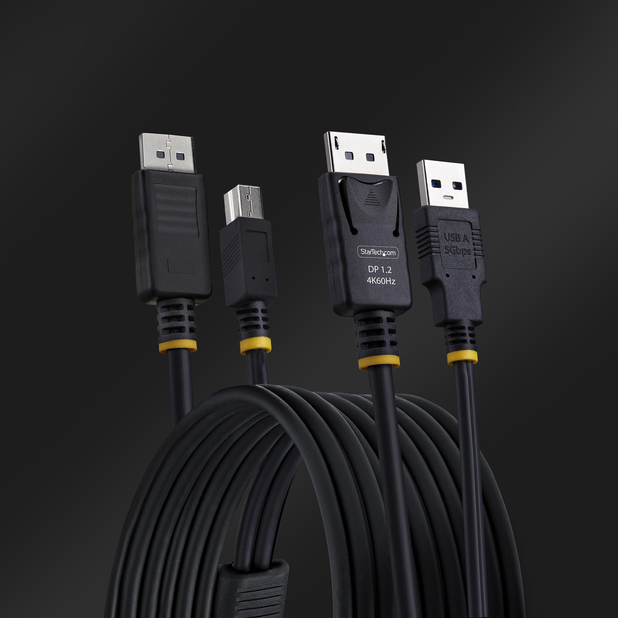 StarTech.com 6ft (1.8m) DisplayPort and USB 5Gbps KVM Cable, 4K 60Hz, Universally Compatible DP 1.2/USB 3.0 Combo Cable for KVM Switches