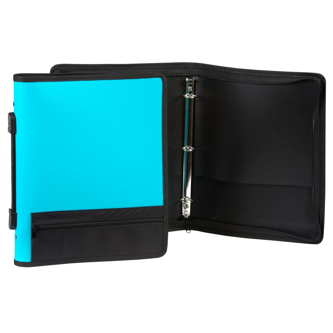 Marbig Binder A4 25mm 3 Ring Zip W/STORAGE Pocket & Handle Assorted Blue/Black (Each)