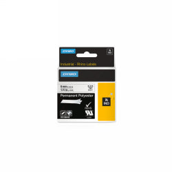 Dymo Label Tape 6mmx5.5M Rhino Pro Permanent Polyester White Black (Each)