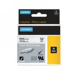 Dymo Label Tape 6mmx1.5M Rhino Pro Heat Shrink White (Each)