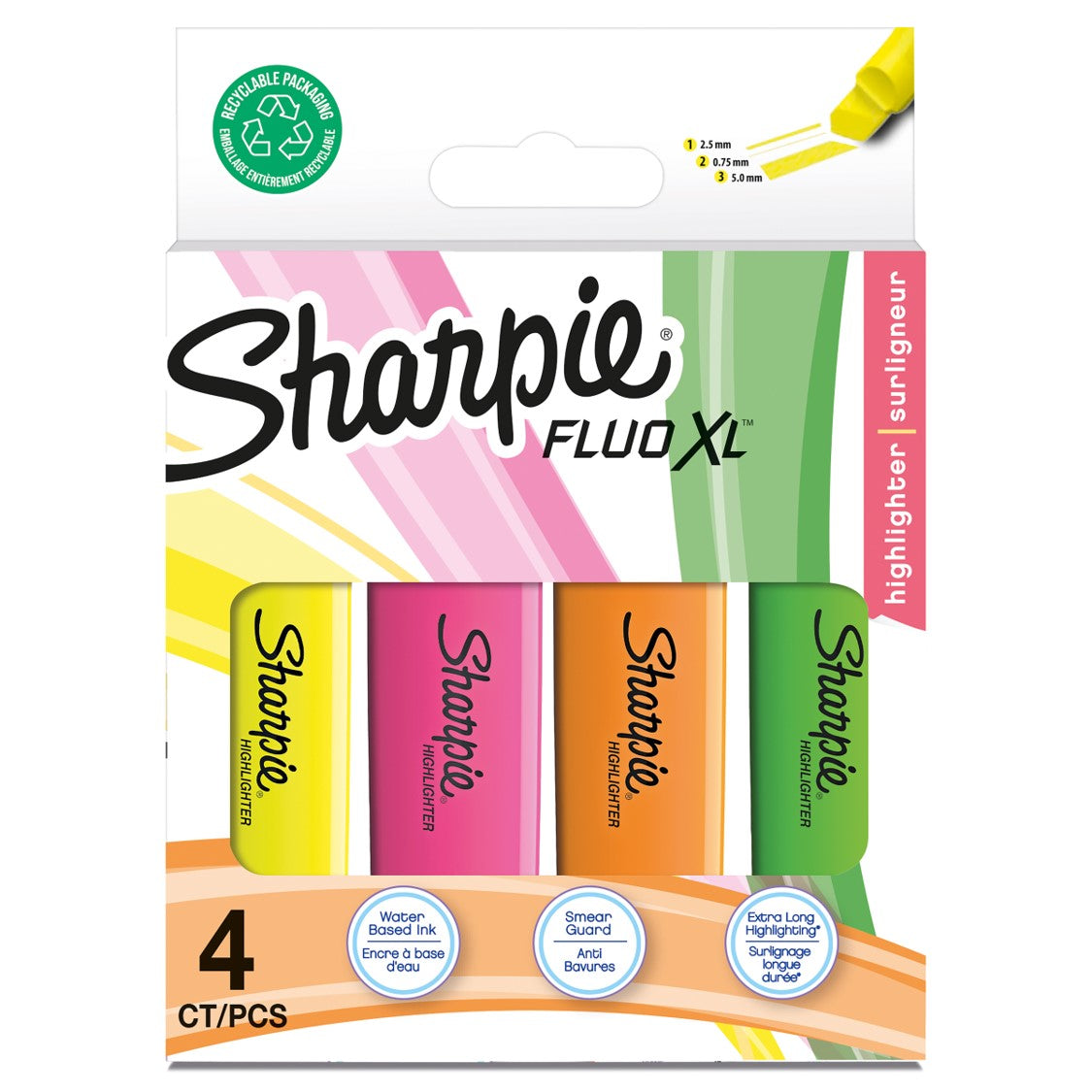 Sharpie Highlighter Fluo Xl Assorted PK4 (Each)