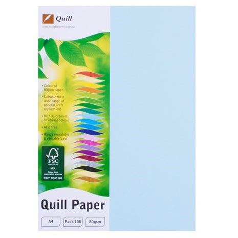 Quill Copy Paper A4 80GSM Powder Blue PK100 (Each)